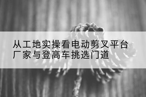 阿拉善盟电动剪叉升降平台厂家-从工地实操看电动剪叉平台厂家与登高车挑选门道